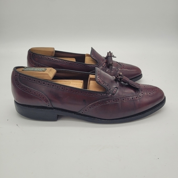 Allen Edmonds Shoes Men 8D Auburn  Burgundy Wingtip Slip On Loafers - Picture 5 of 15